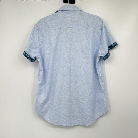 ROBERT GRAHAM Geometric blue on blue design Short Sleeve Shirt - Picture 10 of 11